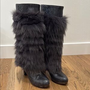 Devi Kroell Python and Fur Women's Boots